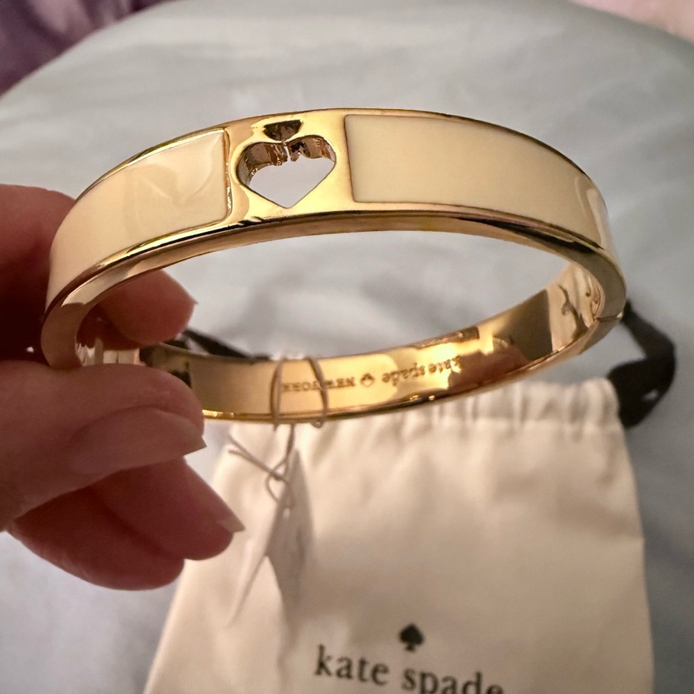 Kate Spade Gold and Cream Keyhole Geometric Bangle